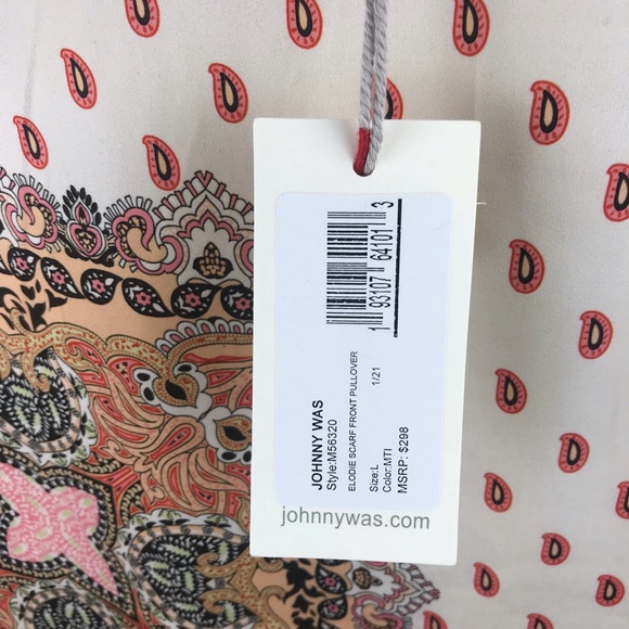 Johnny Was Elodie Scarf Pullover Top Cashmere Silk Large - Picture 3 of 5